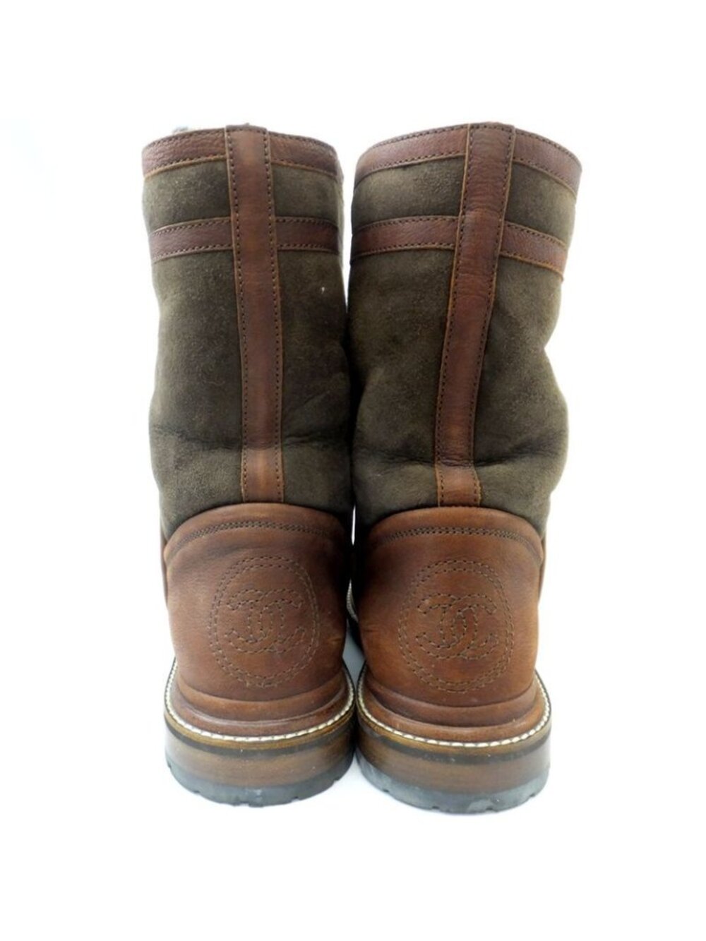 Chanel Mouth Boots Brown Size 37 Leather Suede - Picture 3 of 10